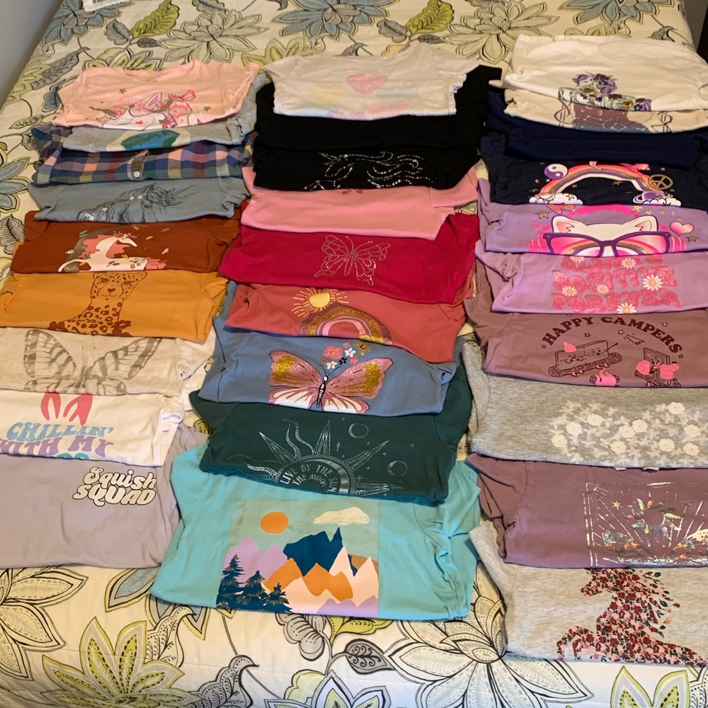 28 Total Long-sleeve Shirts: Size Medium (8) Girls